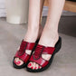 [Top Layer Cowhide] Mother Sandals Slippers Women's Leather Summer Sandals Soft Bottom Middle Heel Non-slip Wear-resistant Slippers Simple All Match