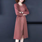 Summer Autumn Stylish Women Vintage Long Sleeve Loose Sundress 2021 Casual Maxi Dress Solid Party Two Piece