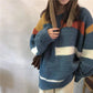 Autumn and winter new sweet striped sweater female student loose thin wild hooded sweater coat