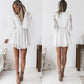 Sexy Women's Dress V-Neck Hollow Out Long Sleeve Mini Chiffon Dress Above Knee Elegant Boho Dress Casual Lace Vestido