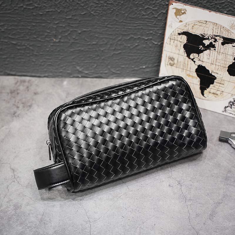 Long Wallet Men Anti-theft Multi-function Woven Card Holder Clutch Bag Purse Hand-held Wallet