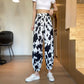 Ice Silk Ink Painting Sports Pants Women's Summer Loose and Thin Plus Size Harlan Casual Trousers