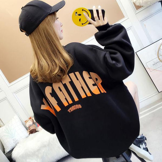 Hood Top Autumn Winter Sweatshirt Cotton Women's Sweatshirt Wild Large Size Long Sleeve Warm
