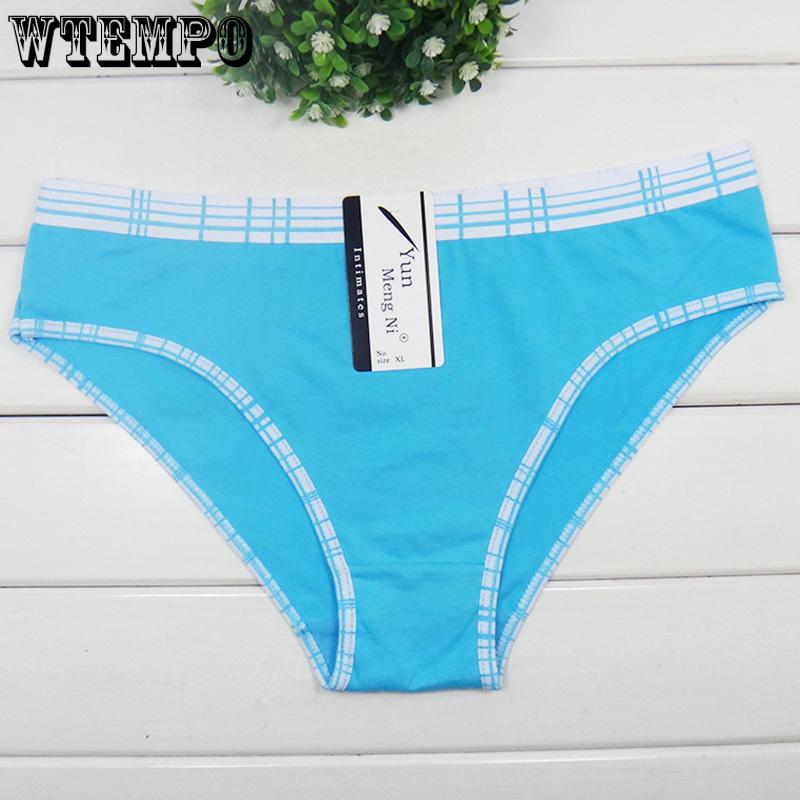 WTEMPO 6 Pcs/Lot Brand Cotton Solid Color Soft Panties For Women Briefs Underwear Lingerie Intimates