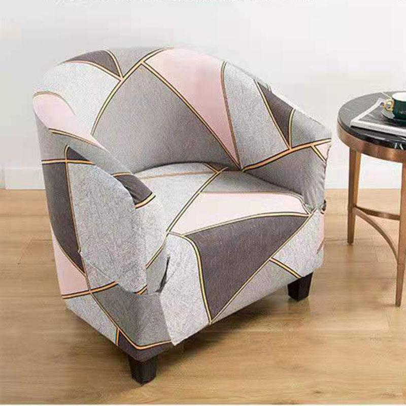 Club Chair Slipcover Stretch Armchair Covers Printed Tub Chair Cover Sofa Cover Spandex Couch Covers for Bar Counter Living Room