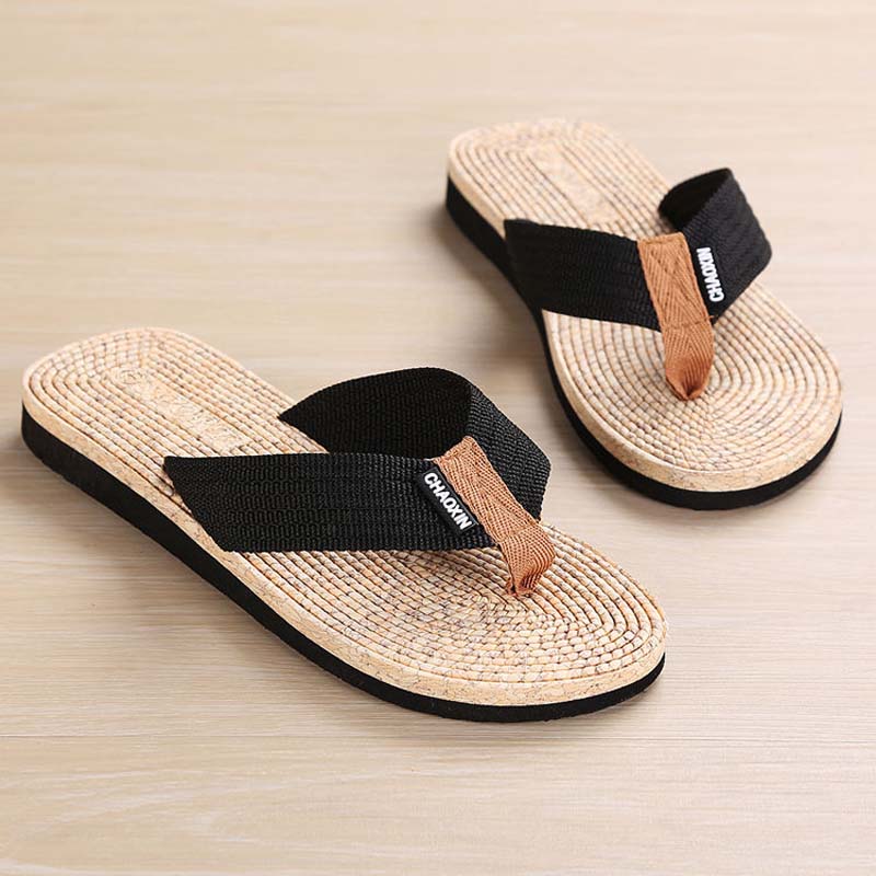 Men's Slippers Wood Pattern Soft Bottom Casual Summer Men's Slippers
