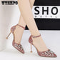 High Heels Ladies Gold Sequins Pointed Crystal Stiletto Bridal Wedding Shoes To Attend The Banquet