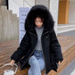 Tooling Padded Jacket Women Winter Korean Mid-length Large Fur Collar Loose BF Thick Plus Velvet Padded Jacket