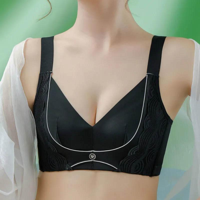 Large Size Thin Section Comfortable and Non-sensing Close-fitting Soft Gathered Bra Anti-sagging Closed Auxiliary Breast No Steel Ring Bra