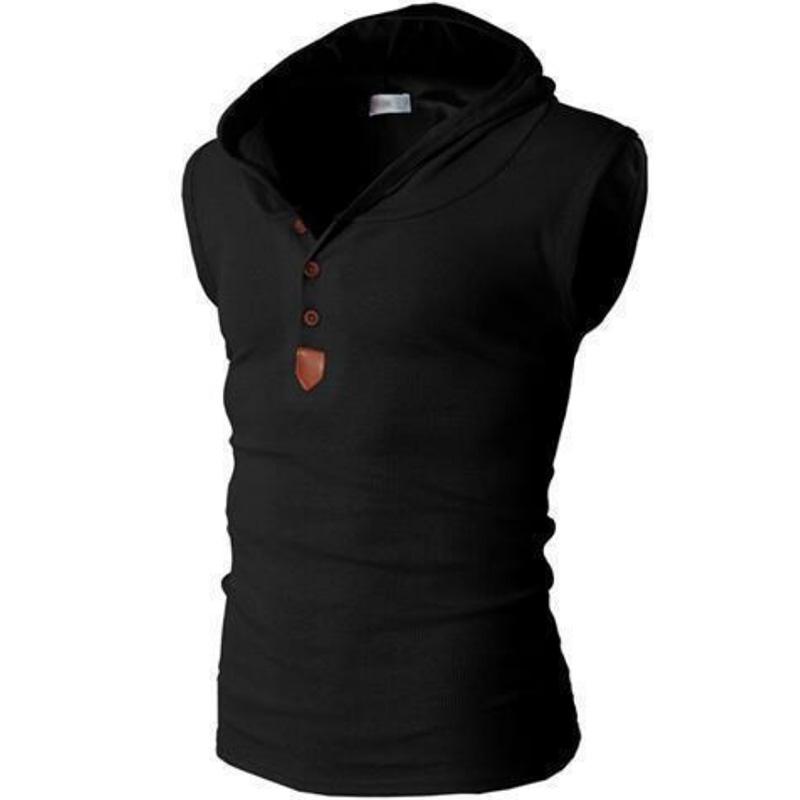 Summer Hooded Sports Vest Men's Waistcoat Sports Fitness Sweat Vest Men's Slim Stretch Sleeveless Vest