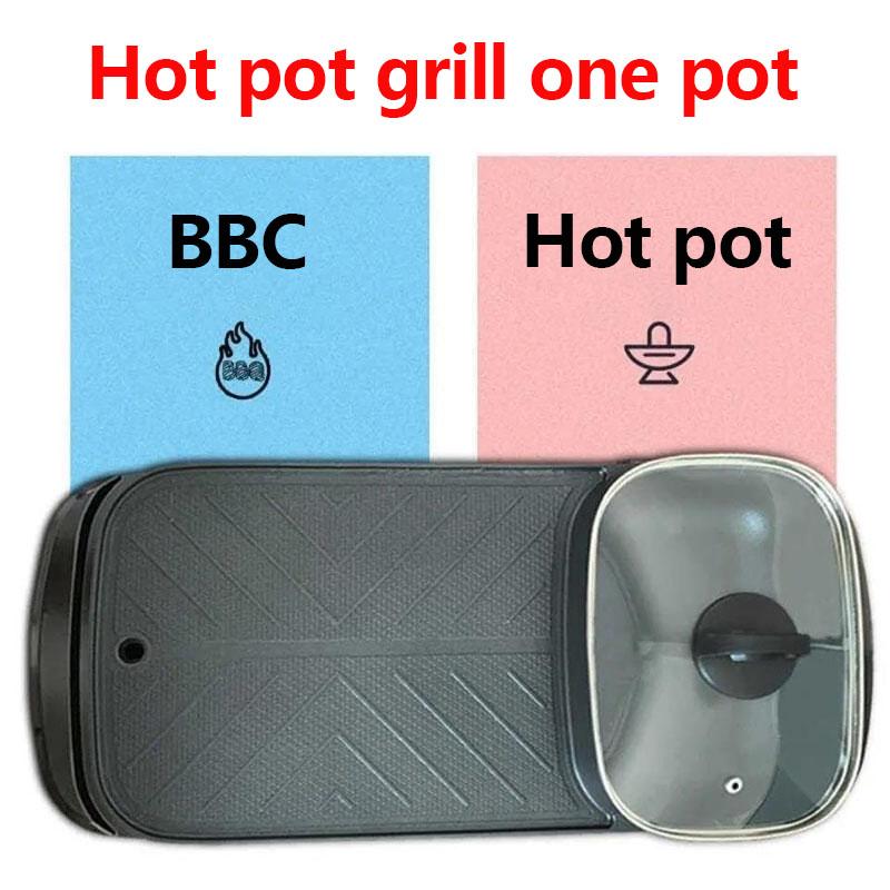 1800W Barbecue Heat Pot Machine Multi-purpose BBC Rack Fried Steak Pan Smokeless Nonstick Grill Pan for Family