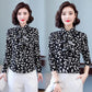 Women's Spring and Autumn Chiffon Shirt Loose Sweet Long Sleeve Printed Top