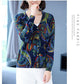 Autumn Winter Ladies V-Neck Cardigan Printing Sweater Coat