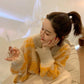 Autumn Winter V-neck Knitted Sweater Hollow Jacquard Design Long Sleeve Casual Fashion Pullover Thickening