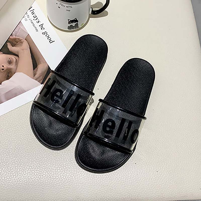 Slippers Women's Summer Wear Fashion Transparent with Bath Non-slip Female Students Flat-bottomed Home Slippers The Shoes Are One Size Smaller