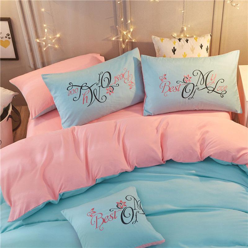 Four-piece Summer Bed Linen Bedding Girl Heart Quilt Cover Single Quilt Cover Student Dormitory Bed Set