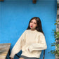 Pofulove Winter Small Fresh Solid Color Sweater Female Students Loose Long Sleeve Wind Coat