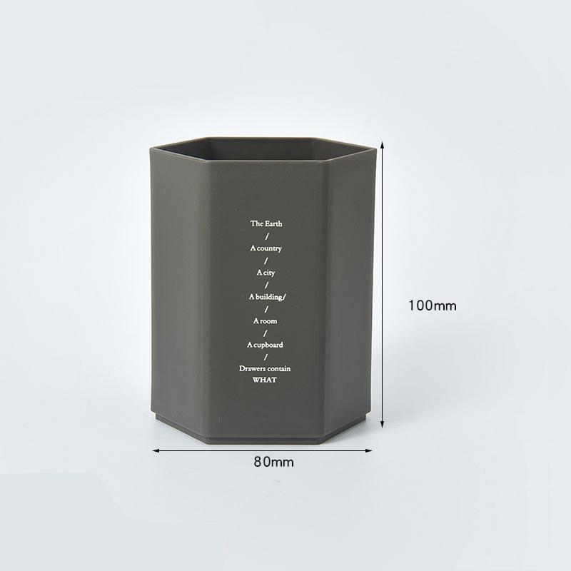 Ins Retro Pen Holder Simple Student Japanese High-value Desktop Hexagonal Pen Holder Storage Box Desktop Storage Stationery