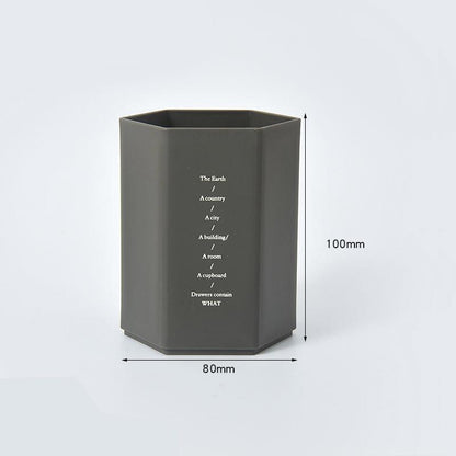 Ins Retro Pen Holder Simple Student Japanese High-value Desktop Hexagonal Pen Holder Storage Box Desktop Storage Stationery