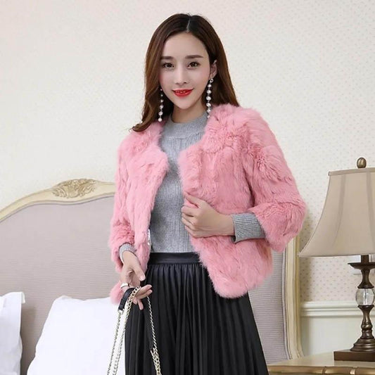 Autumn and Winter Slim Fashion Fur Coat Short Imitated Rabbit Fur Coat