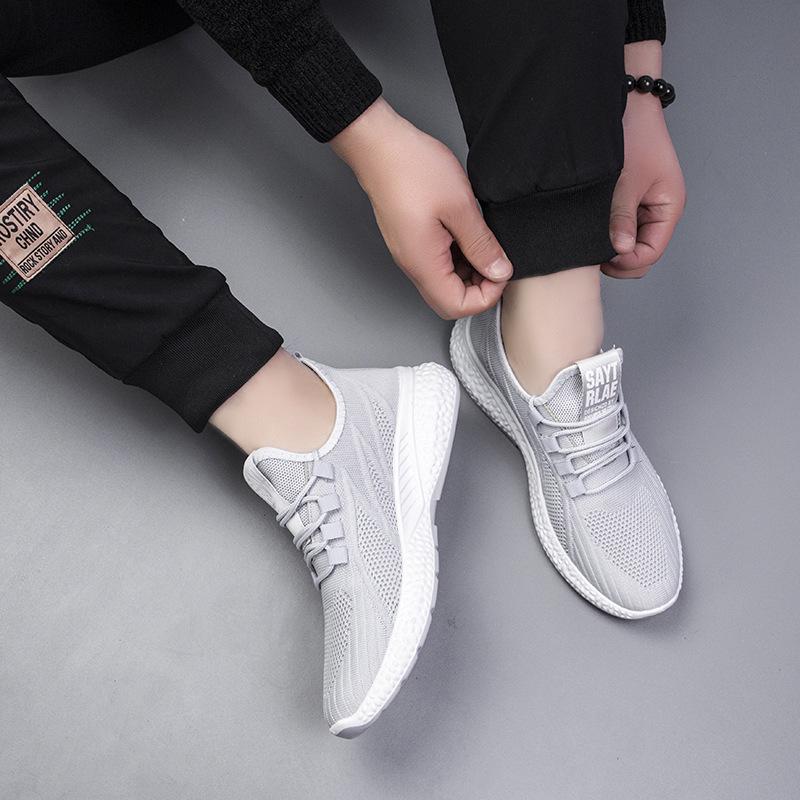 Spring and Summer Couple Shoes for Men and Women Korean Fashion Casual Sports Shoes Breathable Flying Woven Running Shoes
