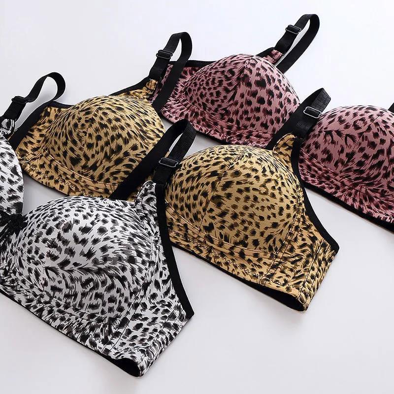 Leopard Print Sexy Thin Section No Steel Ring Gathers The Breasts To Prevent Sagging Comfortable Skin-friendly Underwear Women's Bra