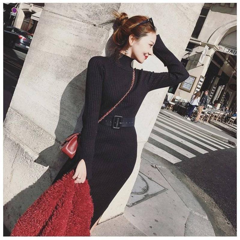 Thin Sweater Female Casual Long Sleeve Jumper Turtleneck Sweaters Dress Long Sweaters Streetwear
