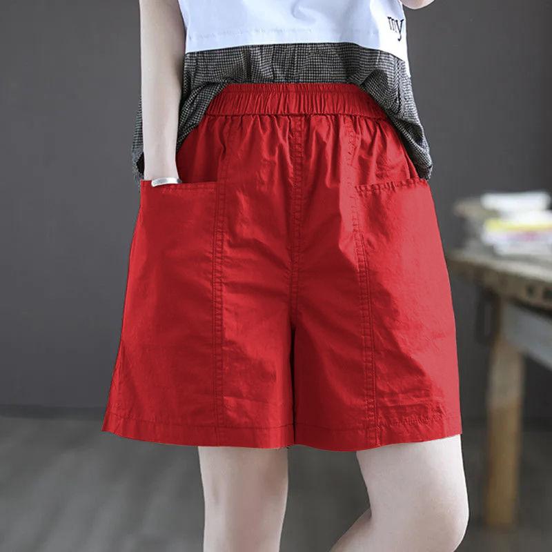 100% Cotton Shorts Women's Summer High Waist All-match Loose Five-point Casual Wide-leg Pants