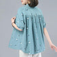 Pure Cotton Large Size Shirt Women's Loose Western Style Sleeve T-shirt Summer Middle-aged Mother's Top