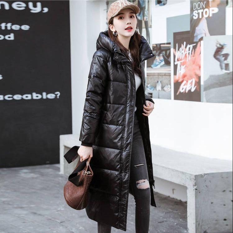 Down and Down Padded Winter Jacket Women's Mid-length Slim and Slim Over-the-knee Super Long Coat