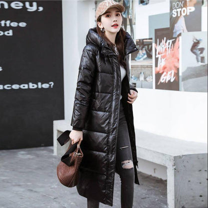 Down and Down Padded Winter Jacket Women's Mid-length Slim and Slim Over-the-knee Super Long Coat
