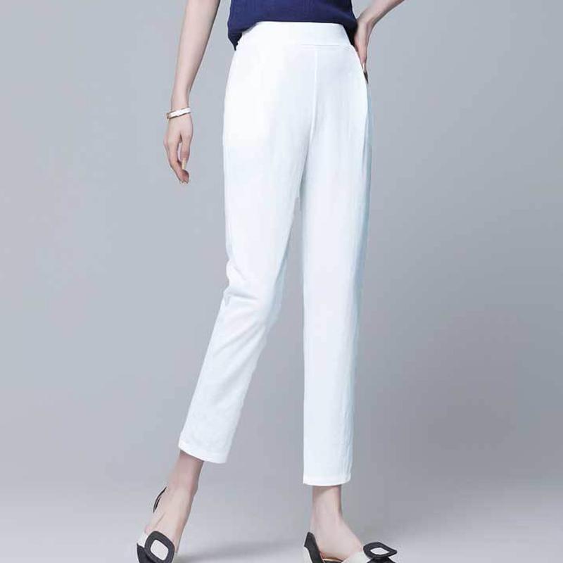 Summer Nine Points Loose Thin Large Size High Waist Korean Version White Pencil Pants Thin Black Casual Pants Women's Clothing