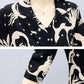 Black Suit Women's Summer Two-piece Suit Slim Wide-leg Pants + Long-sleeved Shirt Temperament Printed Suit Suit Women