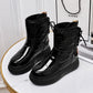 Winter Snow Boots Women's Outdoor Flat-bottomed Super Thick Cold-proof All-match Shiny Student Snow Shoes