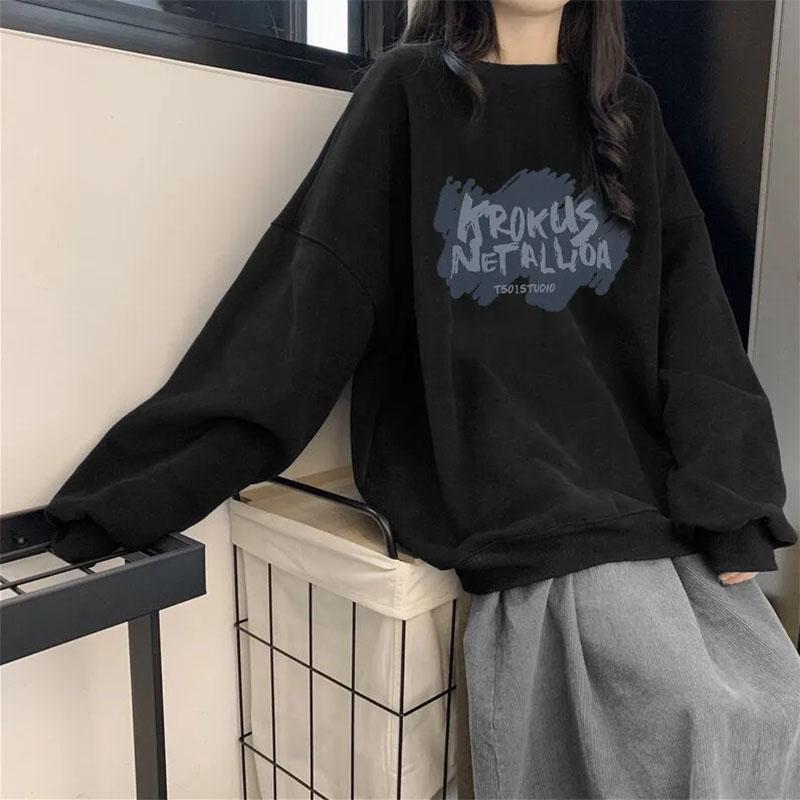 Women's Korean Version Loose Round Neck Long-sleeved Top Spring and Summer Long-sleeved BF Wind Ins Sweater Loose Display Pullover Coat