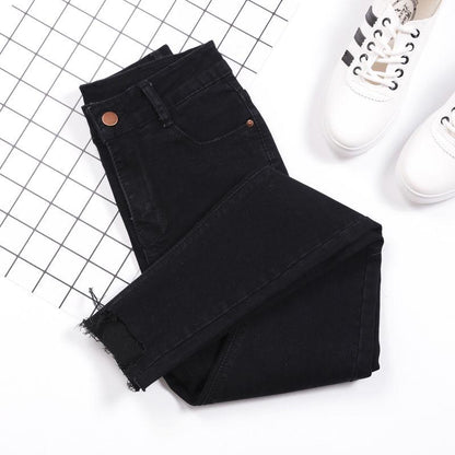 Large Size Casual Skinny Pencil Pants Female High Waist Wild Self-cultivation Stretch Ladies Jeans