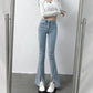2022 New Trousers Women's Jeans Spring and Summer High Waist Show Thin All-match Slit Temperament Ladies Slim Micro Flared Pants
