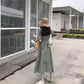 Dress Women Plaid V-neck long Sleeve Loose Fashion Leisure Sweet Korean Style Backless Lace-up Chic Student Ulzzang All-match