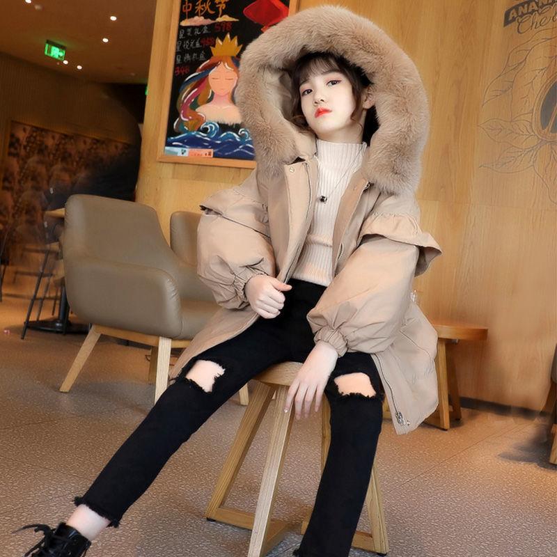 Girls' Padded Coat Winter Clothes Plus Velvet Thickened Western Style Children's Padded Jackets