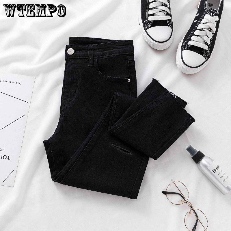 Women's  Jeans   Fashion Hole High Waist Skinny Blue Denim Pants