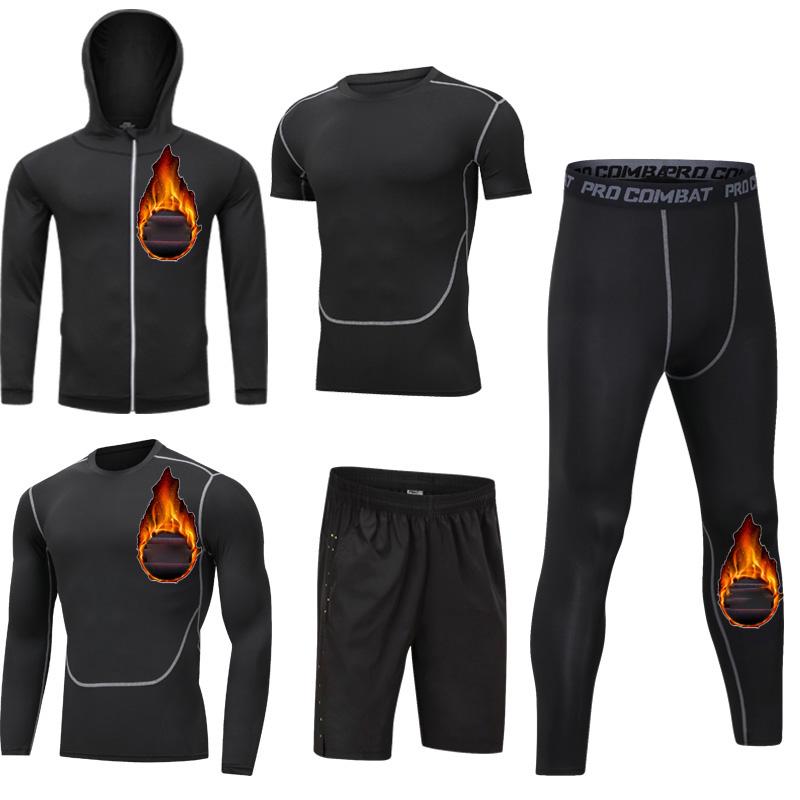 5pcs Men's Gym Workout Sports Suit Fitness Compression Clothes Running Jogging Sport Wear Workout