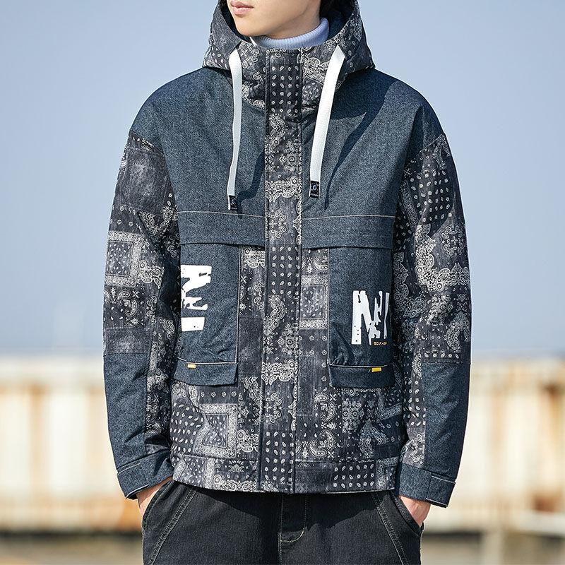 Down Jacket Fashion High-end Young and Middle-aged Men's Down Cotton Padded Jacket Hooded Plus Size Top