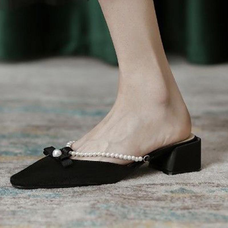 Fairy Sandals Gentle Single Shoes French Niche Sandals Baotou Half-toe Shoes Women's Summer Wear Mules