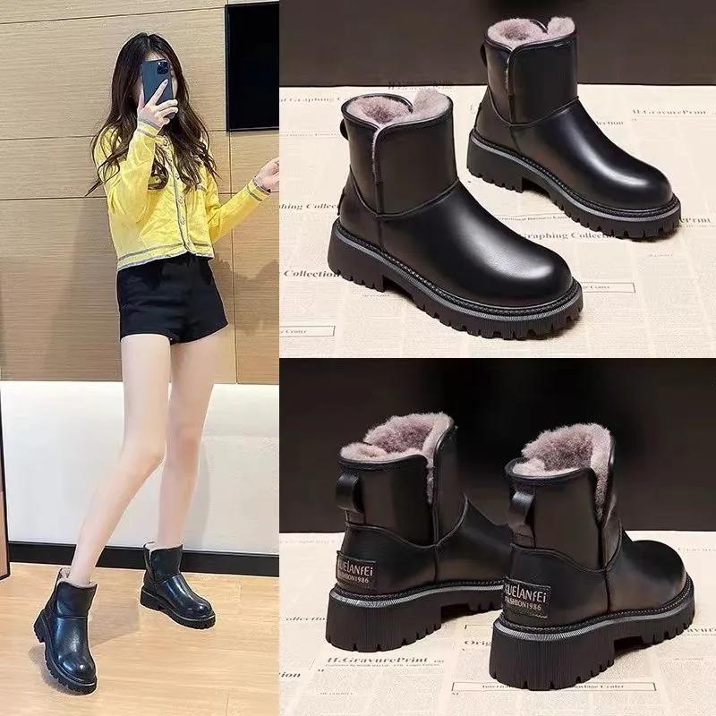 Snow Boots Women Winter Short Boots Large Cotton Waterproof Non-slip Thickening Plus Velvet Bread Shoes Cotton Shoes