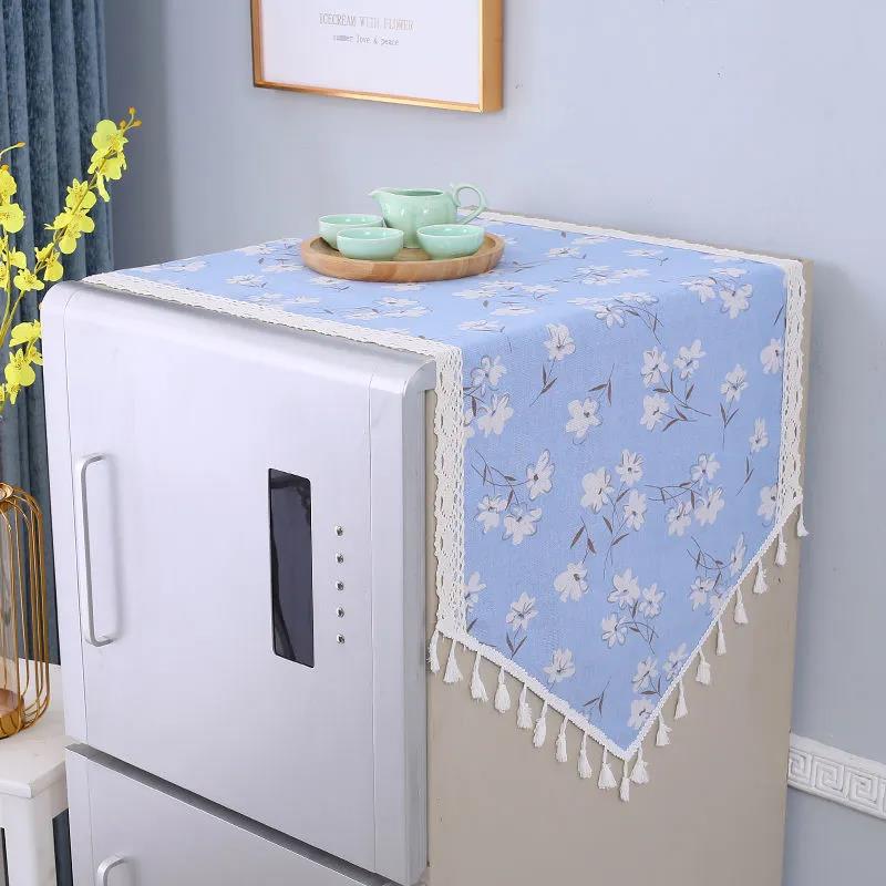 Simple Refrigerator Towel Dust Cover Cloth Household Appliance Washing Machine Cover Towel Dust Cover Cotton Linen Cloth