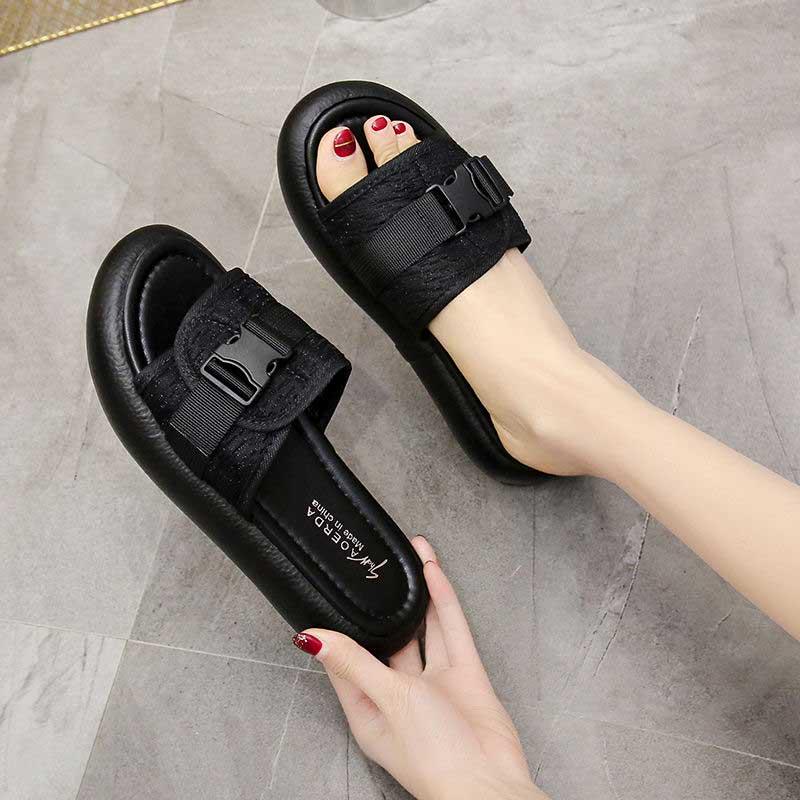 Size35-40 Summer Women Slippers Bohemian Beach Wear-resistant Slippers Wedge Platform Leopard Print Sandals Outdoor High Heels