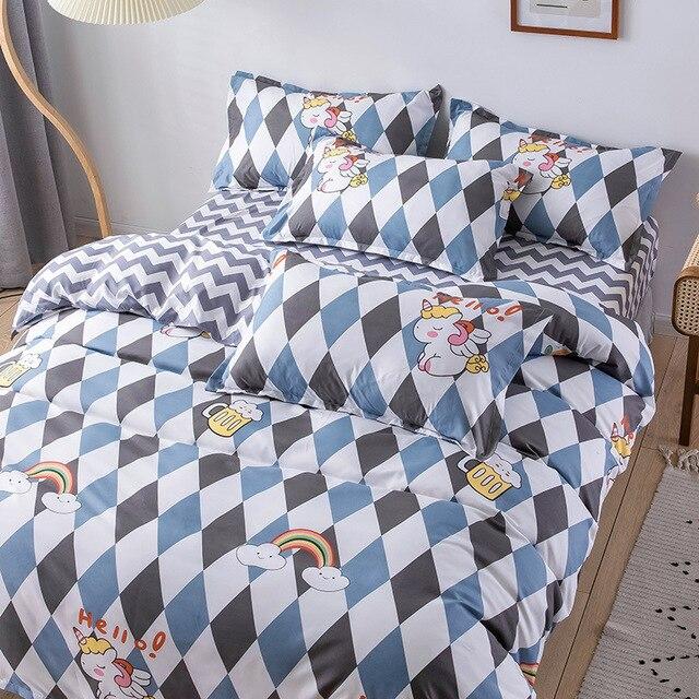 Cheap Four-Piece Bedding Set Quilt Cover Sheet Pillowcases Suit Polyester Anti-Static Delicate Children's Student Princess Style
