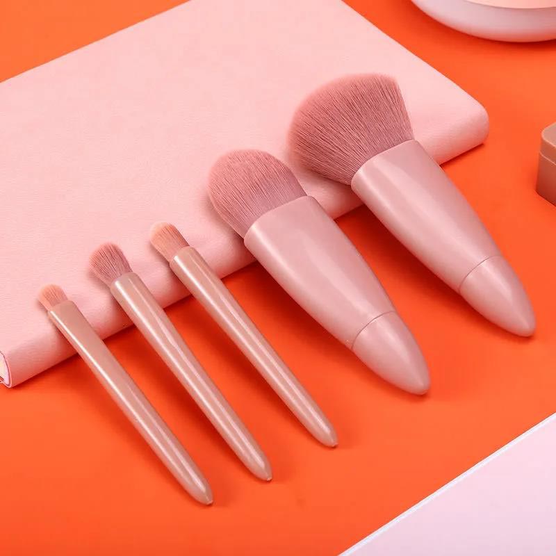 5pcs Makeup Brush Full Set Mini Foundation Brush Eye Shadow Brush Set Brush Full Set of Fiber Soft Bristles