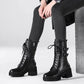 Martin Boots Woman Spring and Autumn Thick with British Style Korean Style Single Boots Rivet Shoes Black Boots