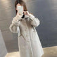 Mink Velvet Mid-length Coat Women's Autumn and Winter Knitted Cardigan Loose Plaid Coat